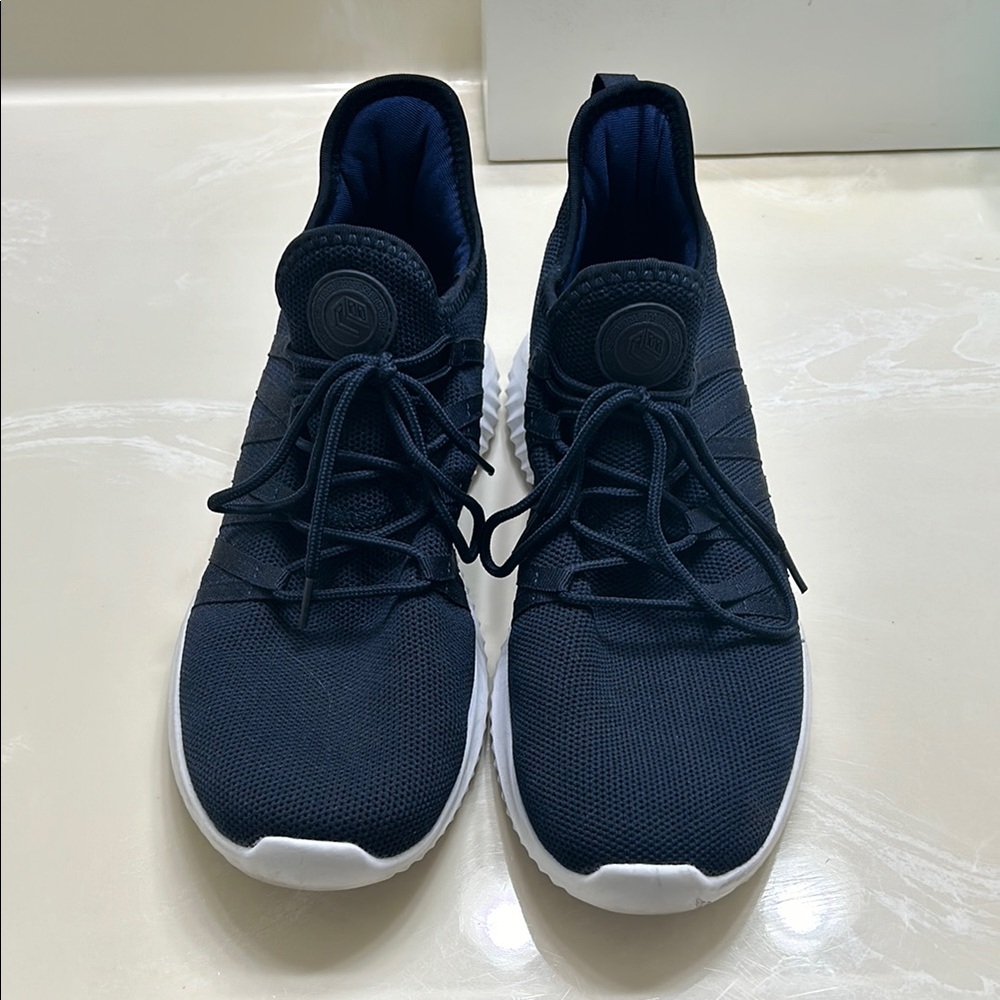 Blue and White Sneakers with Modern Slip-On Design